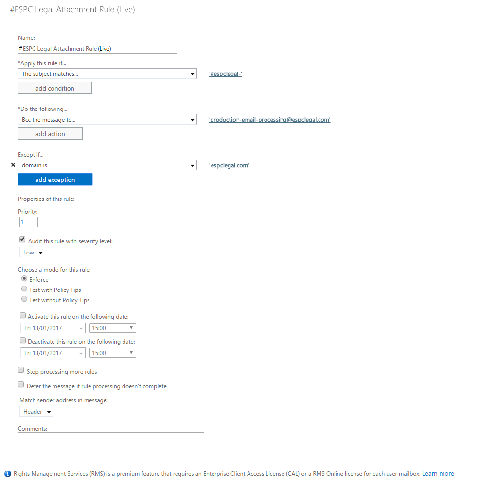 Exchange Settings